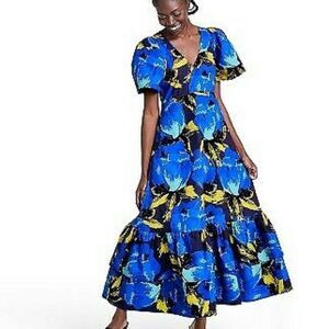 Floral Puff Sleeve Tiered Dress Christopher Rogers Size 0. B-0023